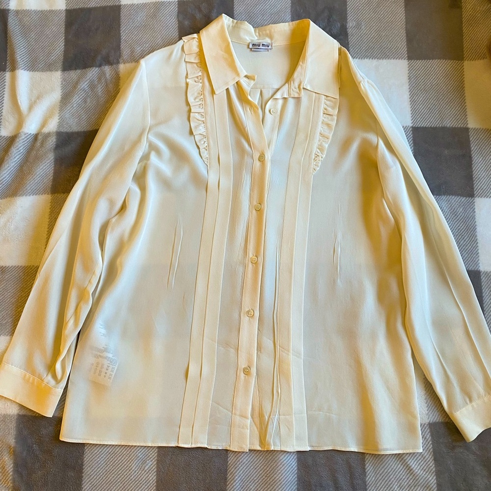 Miu Miu Silk Cream Blouse Size 40